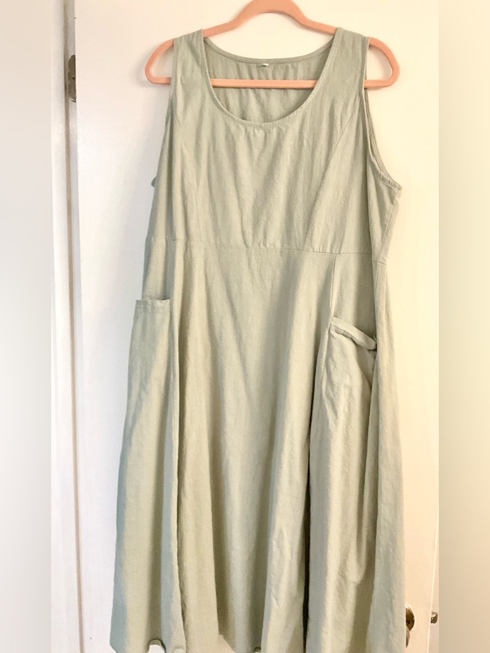 🌹 Cotton A-Line Dress in Light Sage